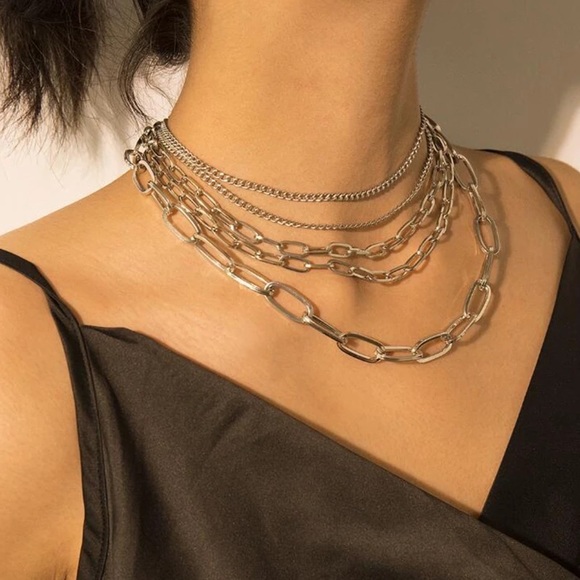 Zara Gold Chains Multi Big Link 1-Chain 5-Layered Necklace - Picture 8 of 16
